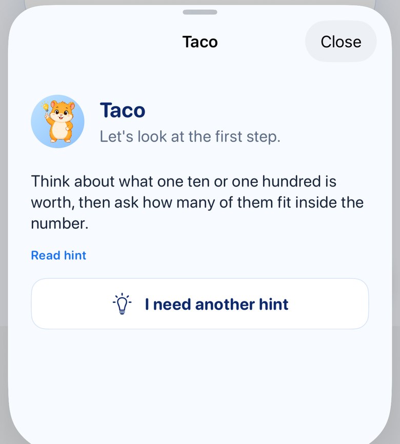 Taco giving the first hint about place value
