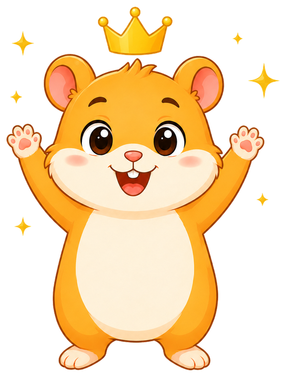 Taco the hamster celebrating